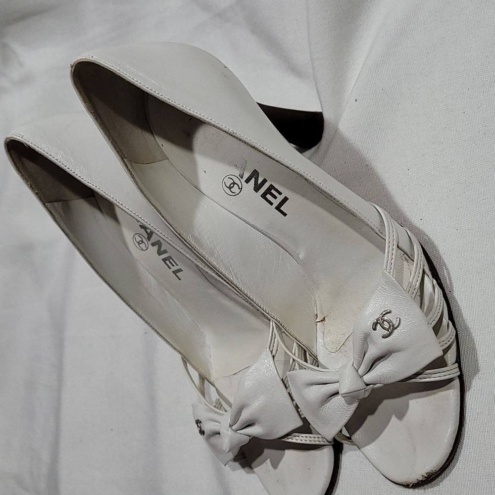 Chanel open toe heels shoes sz eu35 - Picture 2 of 16